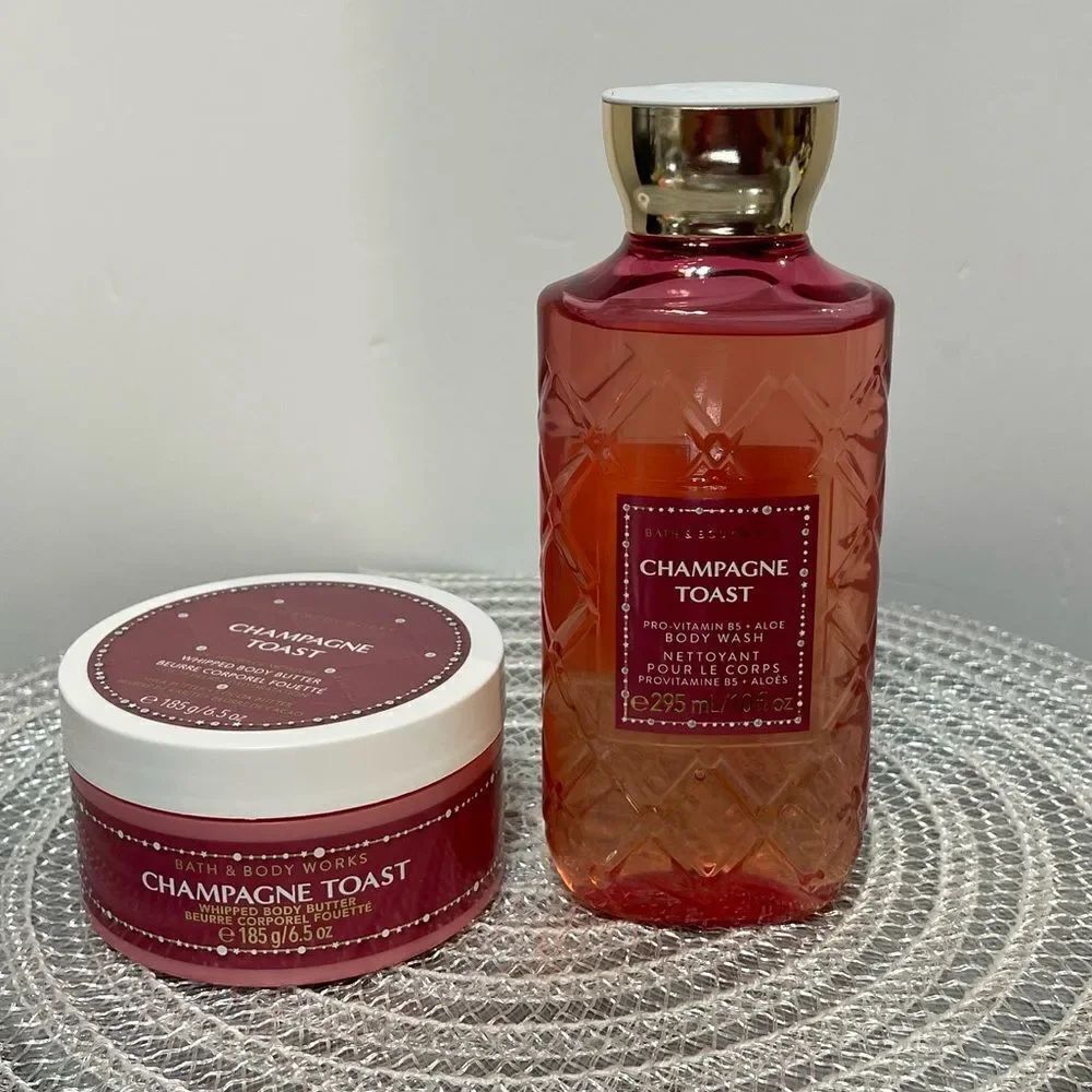 BBW Champagne Toast Whipped Body Butter and Body Wash Set of 2 NWT